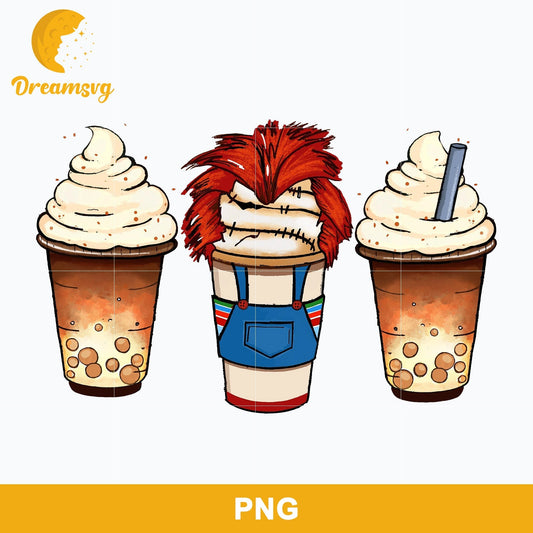 Horror Fall Halloween Coffee Png, Scary Movie Halloween Horror Killers Iced Coffee Png, Horror Halloween Coffee Png