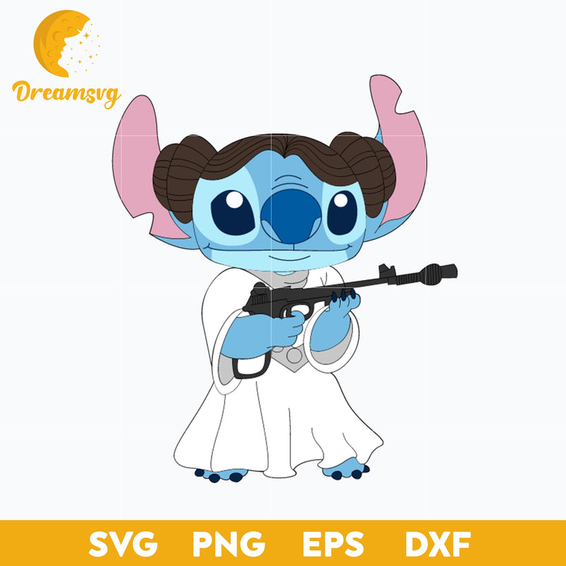 Stitch Leia Organa SVG, Stitch Leia SVG, Stitch Star Wars SVG, Stitch Halloween SVG, PNG, DXF, EPS Digital File.