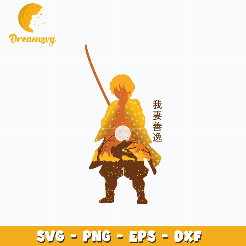 Demon slayer zenitsu agatsuma design art Svg, Kimetsu no Yaiba Svg