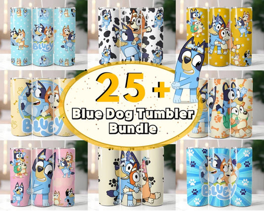 25+ Bluey Dog Tumbler Wrap Bundle, 20Oz Cup Designs, Instant download