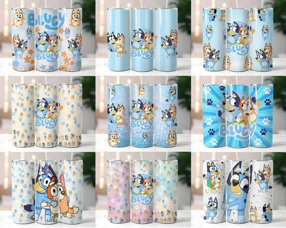 25+ Bluey Dog Tumbler Wrap Bundle, 20Oz Cup Designs, Instant download