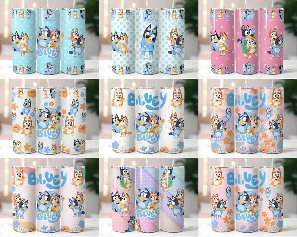 25+ Bluey Dog Tumbler Wrap Bundle, 20Oz Cup Designs, Instant download