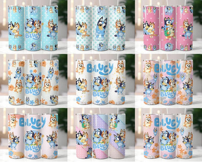 25+ Bluey Dog Tumbler Wrap Bundle, 20Oz Cup Designs, Instant download
