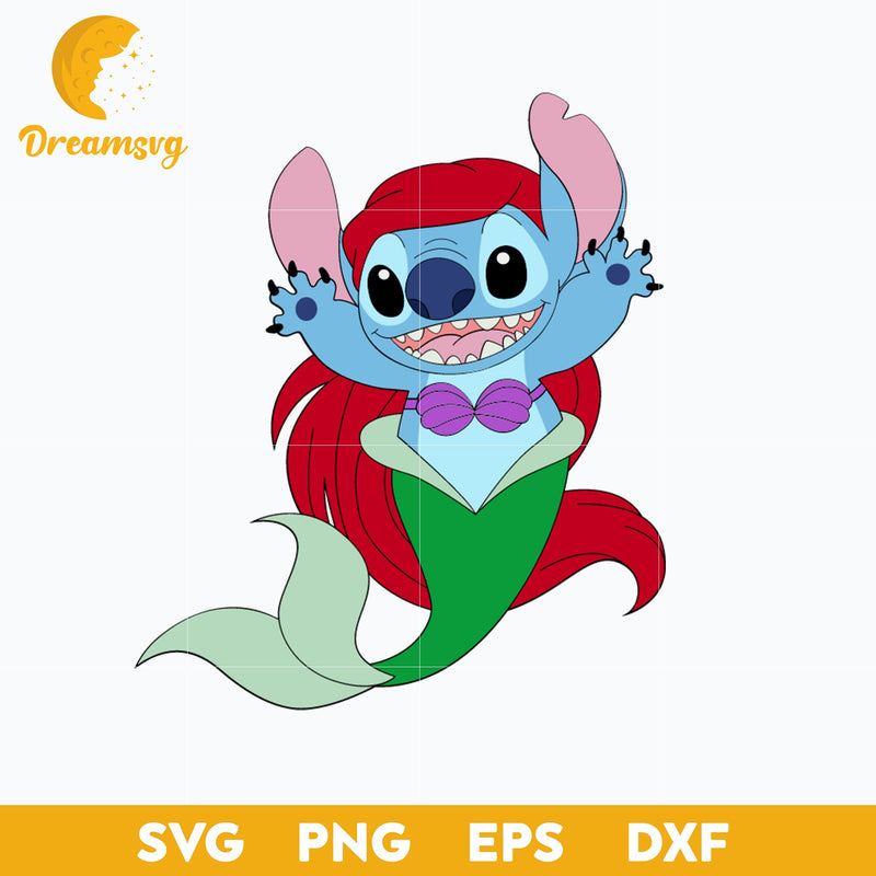 Stitch Mermaid SVG, Stitch Mermaid Cute SVG, Stitch Halloween SVG, PNG, DXF, EPS Digital File.