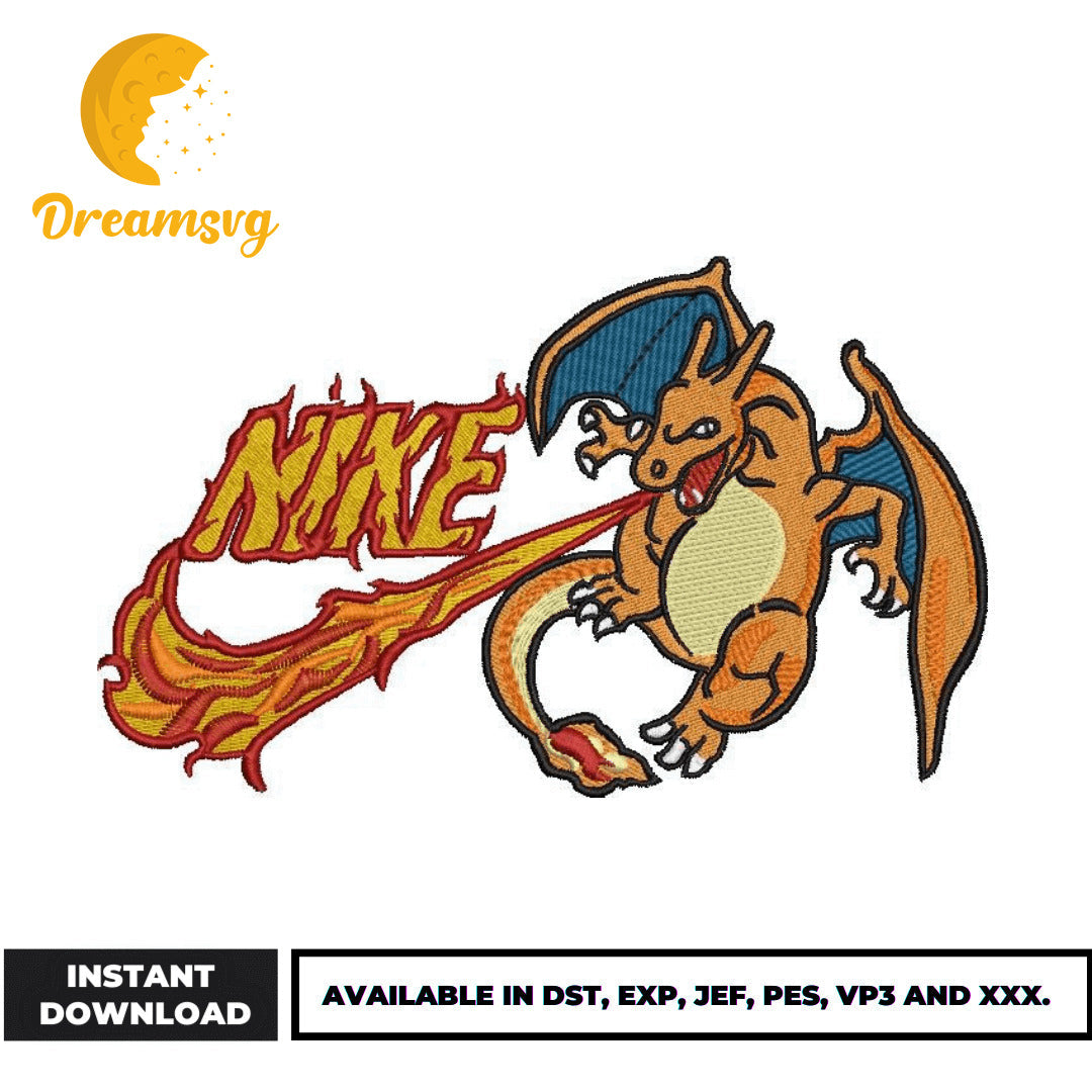 Charizard nike embroidery design