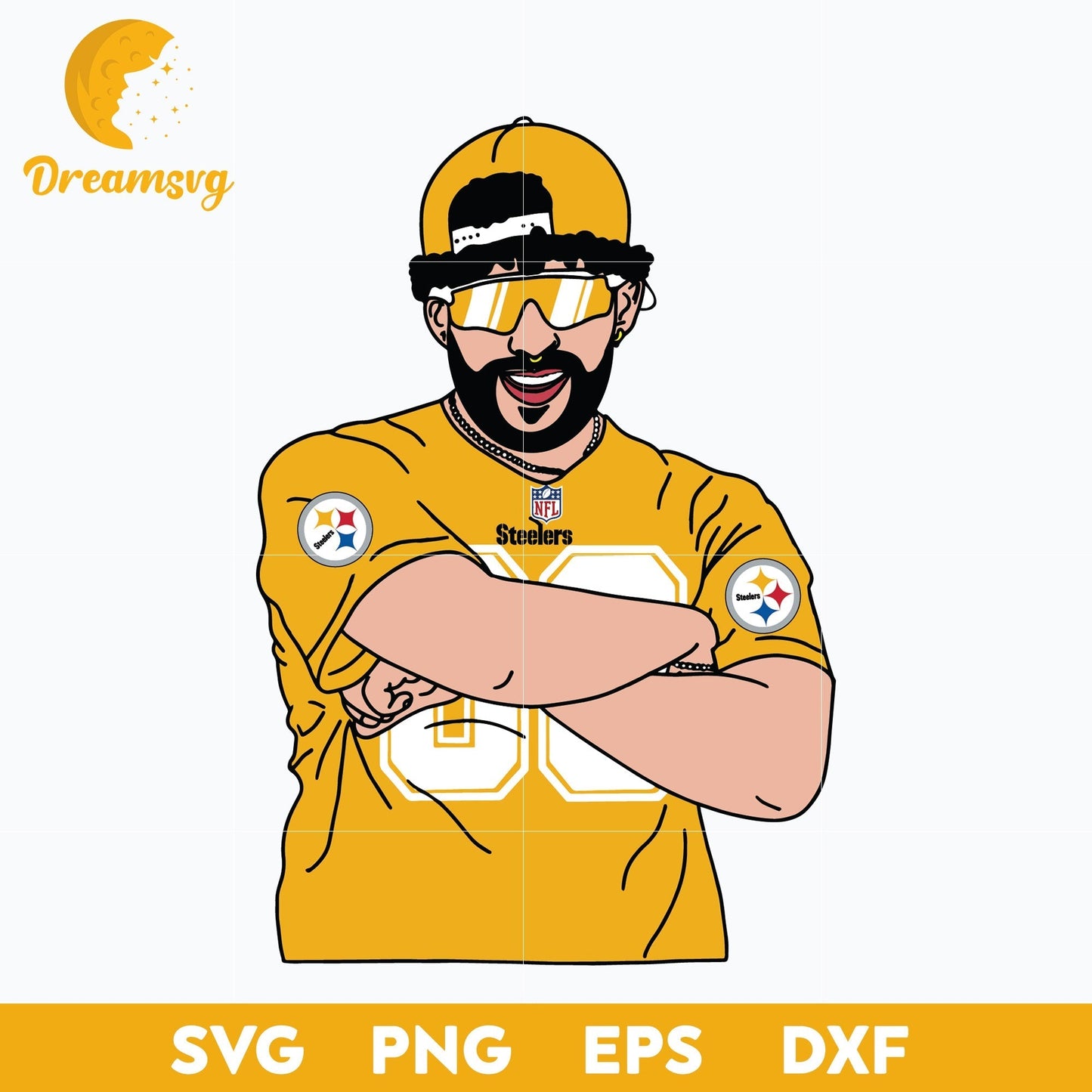 Bad Bunny Pittsburgh Steelers SVG, Pittsburgh Steelers NFL SVG, PNG DXF EPS Digital File