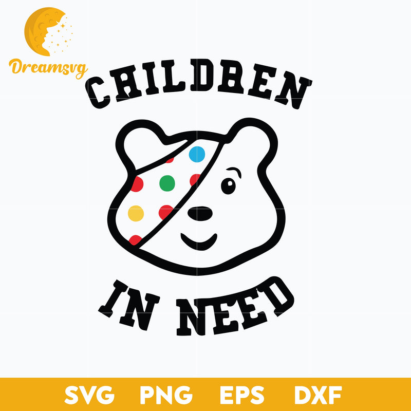 Children In Need SVG, Tesco Pudsey Bear Face Outline SVG,