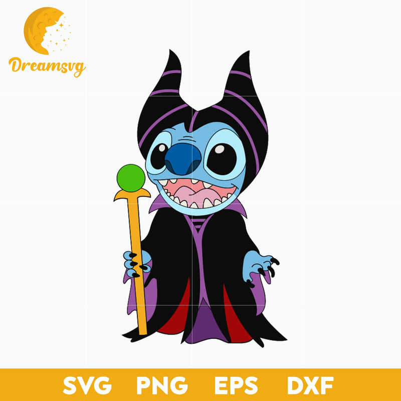 Maleficent Stitch Halloween SVG, Stitch Halloween SVG, PNG, DXF, EPS Digital File.