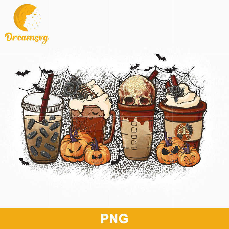 Fall Coffee Halloween Png, Pumpkin Spice Latte Png, Halloween Coffee Png Sublimation.