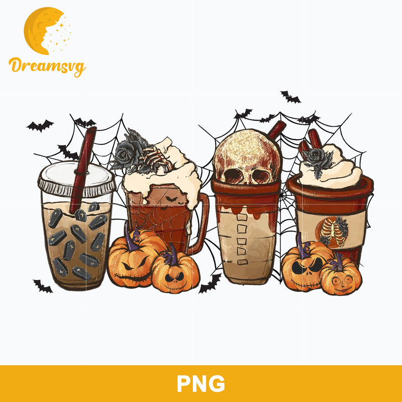 Fall Coffee Halloween Png, Pumpkin Spice Latte Png, Halloween Coffee Png Sublimation.