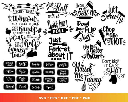 Kitchen Svg Files for Cricut and Silhouette - Kitchen Clipart Images