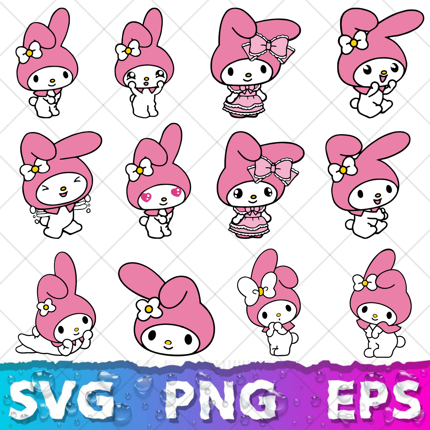 My Melody SVG Bundle, My Melody Clipart for Cricut & Silhouette, My Melody PNG SVG Cut Files - Digital Bundle