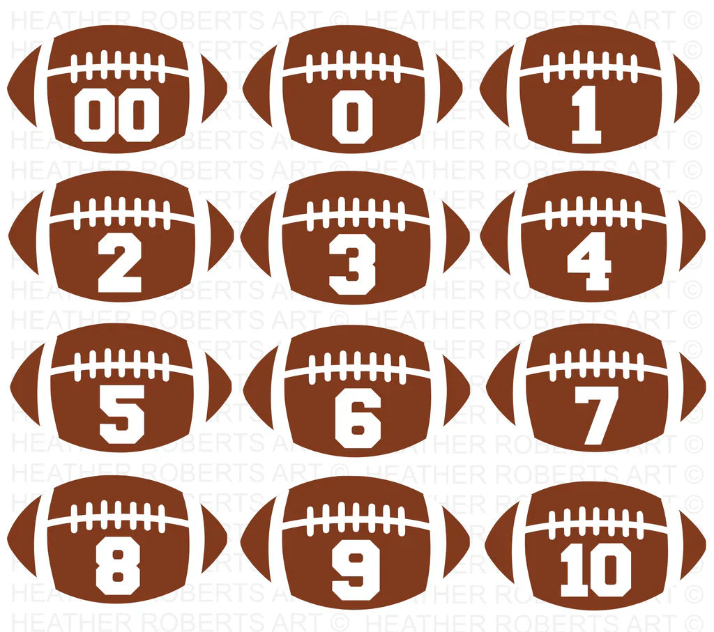 Football Numbers SVG Bundle, Cliparts for Cricut / Silhouette