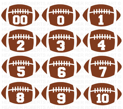 Football Numbers SVG Bundle, Cliparts for Cricut / Silhouette