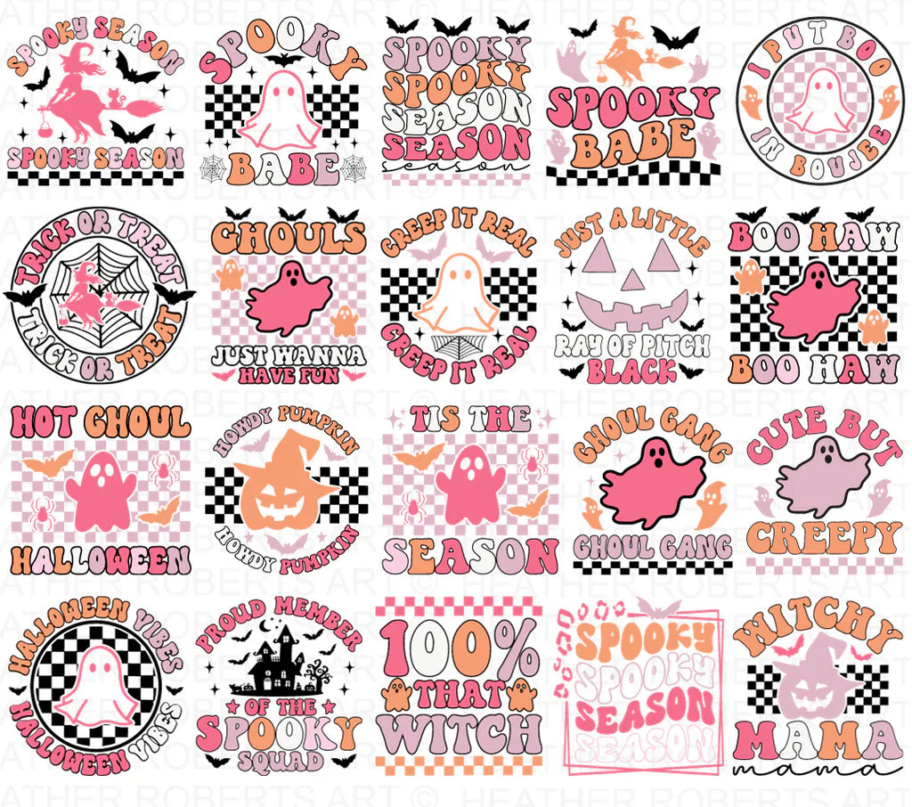 Retro Halloween SVG Bundle, 32 Clipart for Cricut / Silhouette