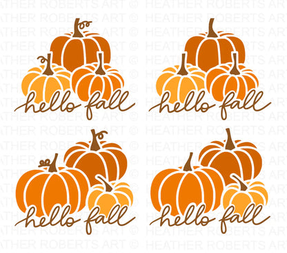 Hello Fall Pumpkins SVG Bundle, Cliparts for Cricut / Silhouette