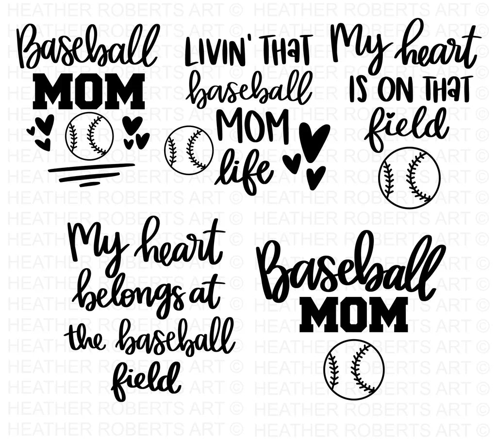 Baseball Mom SVG Bundle, Cliparts for Cricut / Silhouette