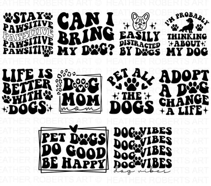 Retro Dog Quotes SVG Bundle, Cliparts for Cricut / Silhouette