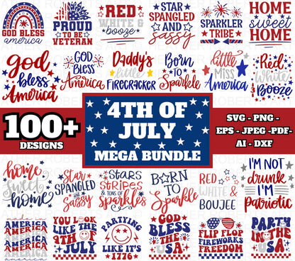 4th of July Mega SVG Bundle, 4th of July Cliparts for Cricut / Silhouette