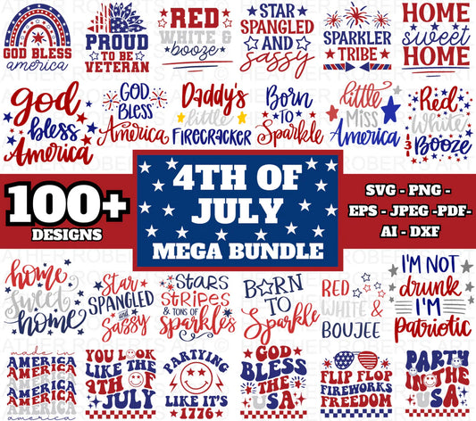 4th of July Mega SVG Bundle, 4th of July Cliparts for Cricut / Silhouette