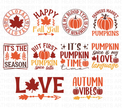 Autumn SVG Bundle, Autumn Cliparts for Cricut / Silhouette