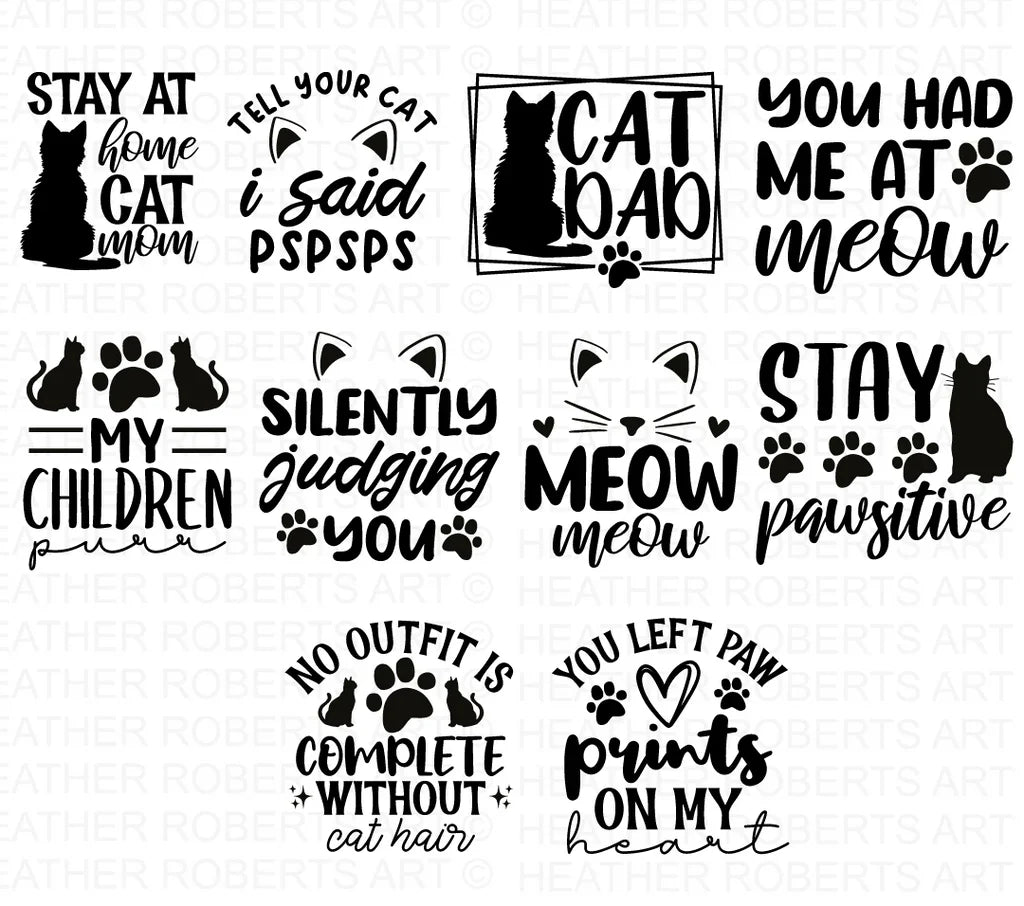 Cat Quotes Svg Bundle, Cat Quotes Clipart for Cricut / Silhouette