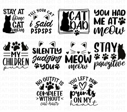 Cat Quotes Svg Bundle, Cat Quotes Clipart for Cricut / Silhouette