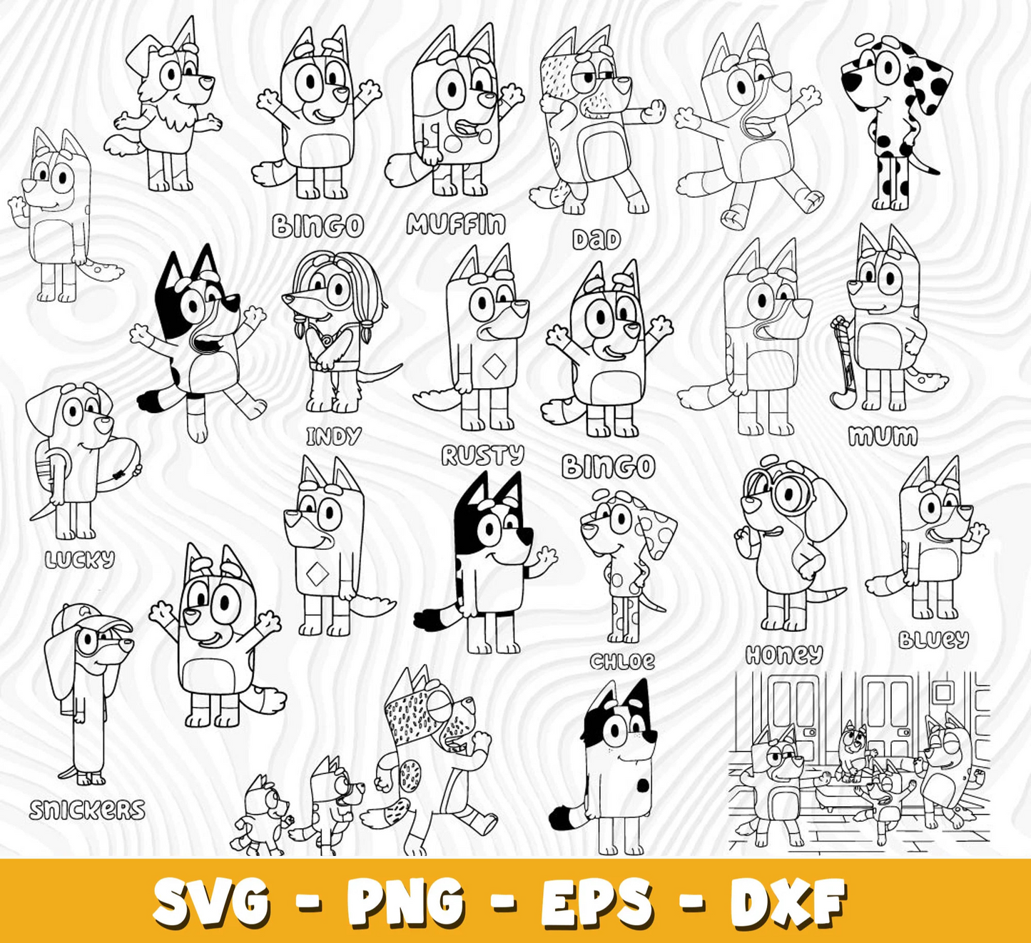 Bluey SVG Bundle, Bluey Birthday SVG, Bluey Alphabet SVG, Bluey and Family Clipart PNG Vector Files