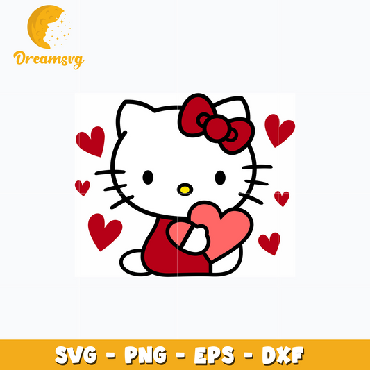 Hello kitty love valentine day svg