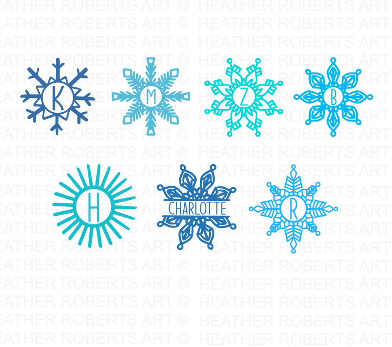 Snowflakes Monogram SVG Bundle