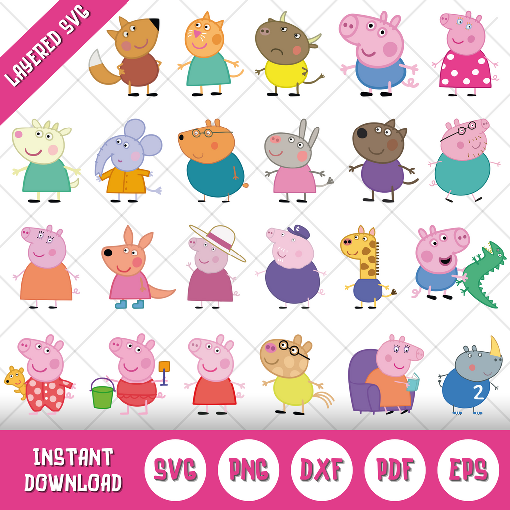 Peppa Pig Clipart Bundle Cartoon Peppa Pig SVG Cut Files For Cricut Peppa Pig Clipart Bundle Cartoon Peppa Pig SVG Cut Files For Cricut