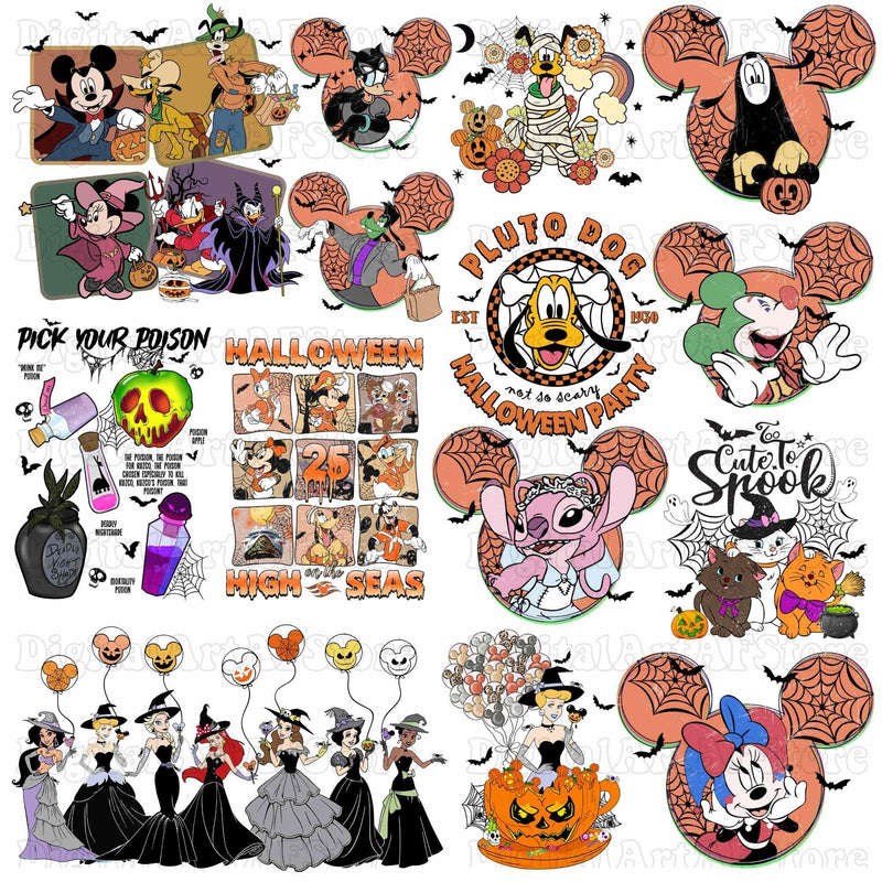 Mickey mouse friends halloween design png bundle