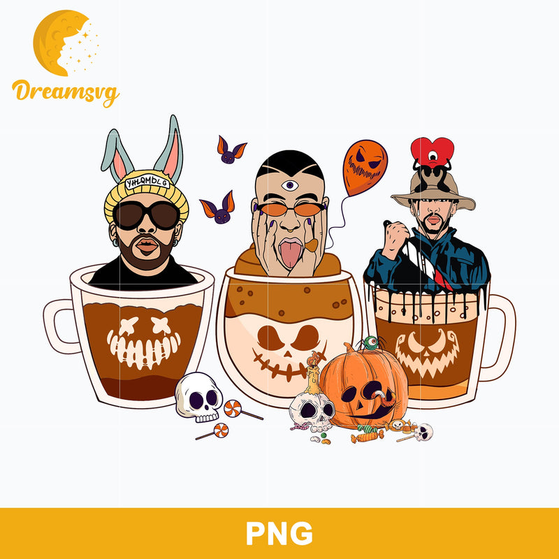 Bad Bunny Coffee Halloween Png, Bad Bunny Halloween Png.