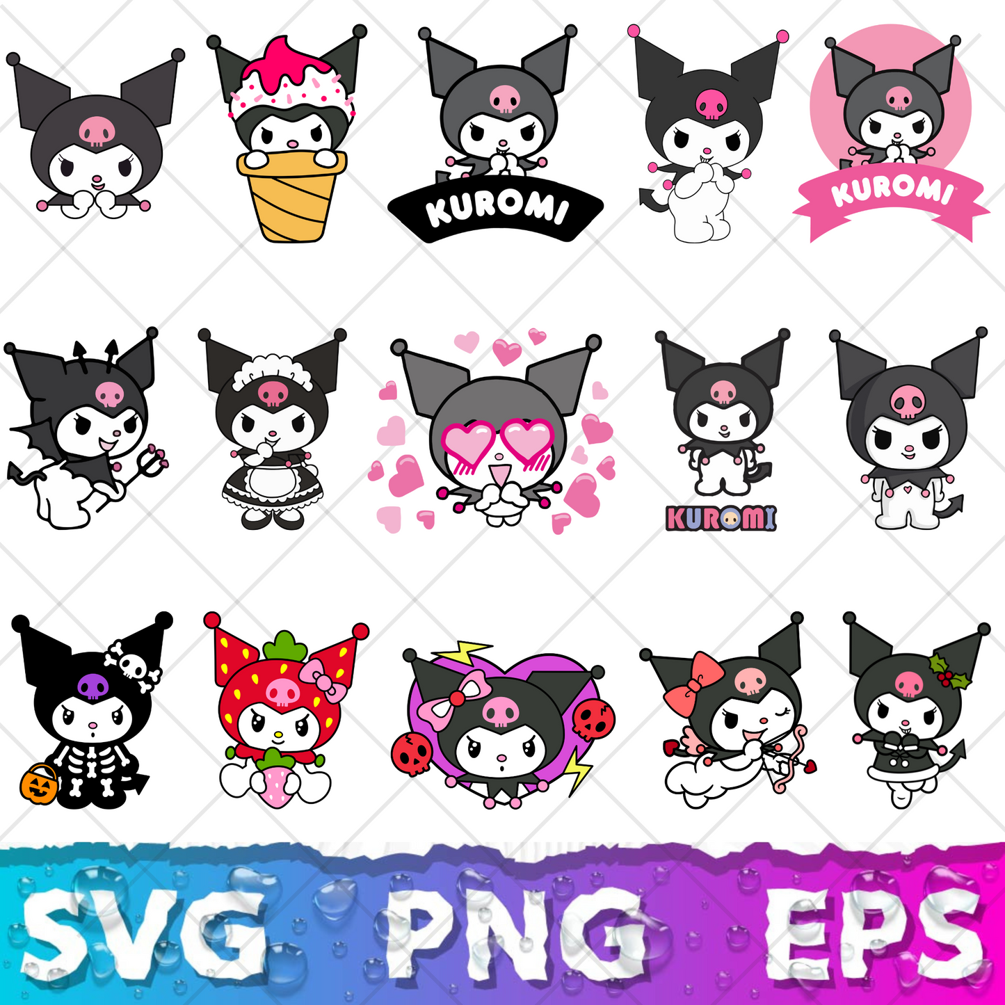 Kuromi SVG PNG Bundle - Kuromi Clipart for Cricut & Silhouette, Sublimation, Instant Download