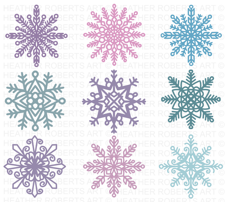 Snowflakes Colored SVG Bundle