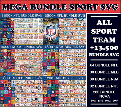 13.500+ Mega bundle sport svg, NFL svg, NHL svg, MBL svg, bundle nca svg, Bundle ncaa svg, digital file cut