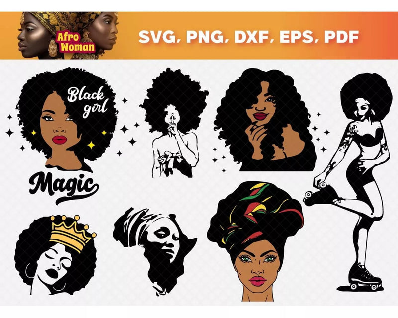 Afro Woman Svg Cut Files For Cricut & Silhouette