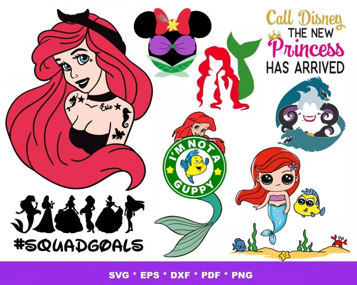 Ariel Little Mermaid Clipart Bundle - Mermaid Svg Cut Files