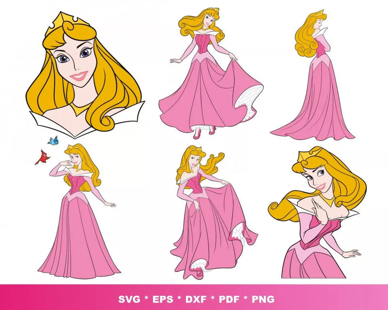 Princess Aurora SVG Bundle, Briar Rose SVG For Cricut, Sleeping Beauty SVG, Princess Aurora PNG Transparent