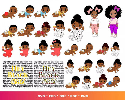 Afro Clipart Bundle, Afro Women Svg, Afro Man Svg, Afro Boy Svg, Afro Girl Svg, Silhouette Vector Cut Files