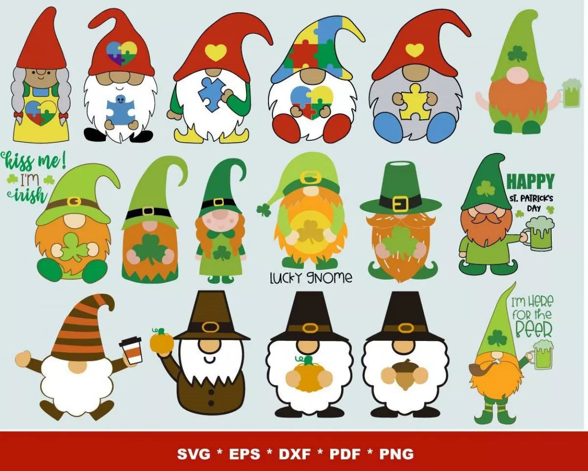 Gnomes SVG Bundle, Gnomes PNG, Gnomes Clipart, Gnomes SVG Cricut, Silhouette Vector Cut Files