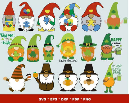 Gnomes SVG Bundle, Gnomes PNG, Gnomes Clipart, Gnomes SVG Cricut, Silhouette Vector Cut Files