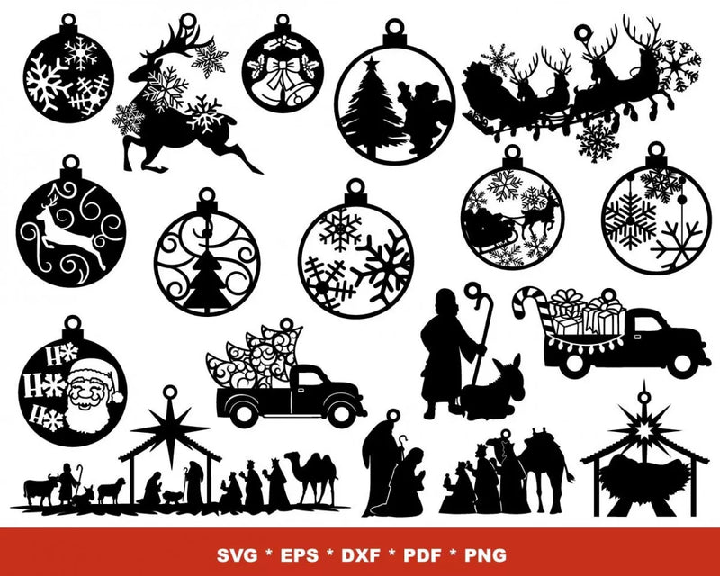 Christmas Ornament SVG Bundle 150+ Files For Cricut & Silhouette