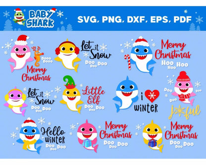 Christmas Shark Svg, Baby Shark Merry Christmas Svg For Cricut, Baby Shark Christmas SVG Designs