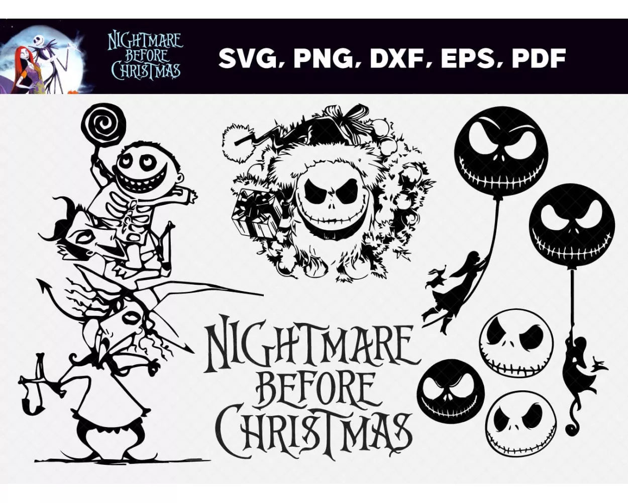 Jack Skellington SVG, Nightmare Before Christmas SVG Files For Cricut, Nightmare Before Christmas PNG Transparent
