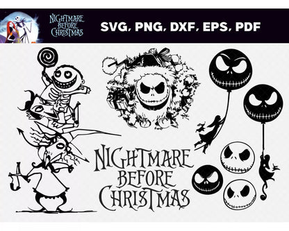 Jack Skellington SVG, Nightmare Before Christmas SVG Files For Cricut, Nightmare Before Christmas PNG Transparent