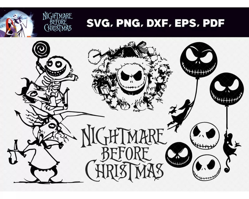 Jack Skellington SVG, Nightmare Before Christmas SVG Files For Cricut, Nightmare Before Christmas PNG Transparent