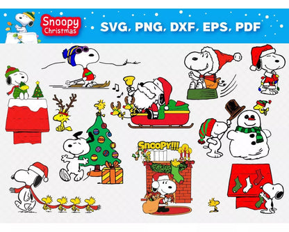 Snoopy Christmas Clipart Bundle, PNG & SVG Cut Files for Cricut & Silhouette