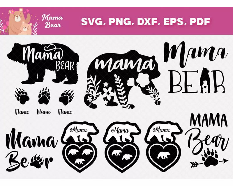 Mama Bear SVG Bundle 50+ Files For Cricut & Silhouette