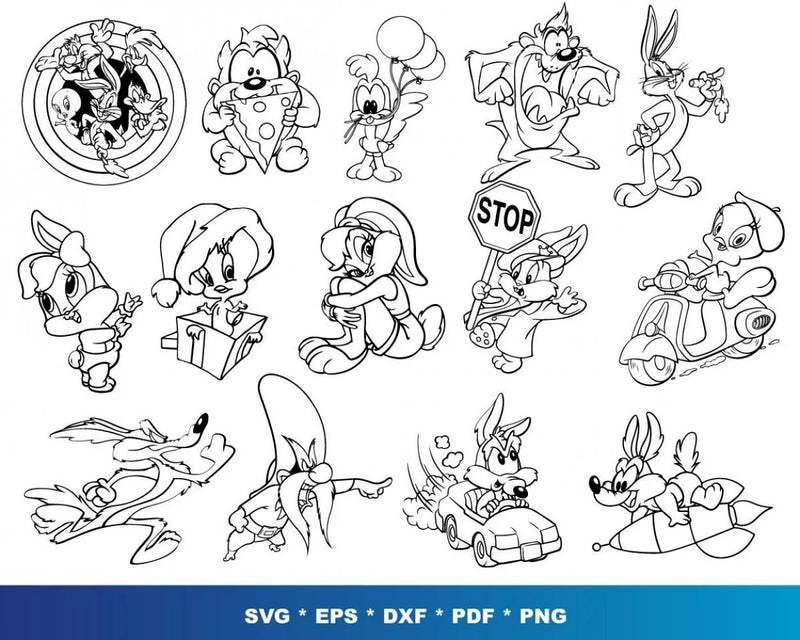 Looney Tunes Clipart Bundle, Looney Tunes Svg for Cricut, Looney Tunes PNG & SVG Cut Files